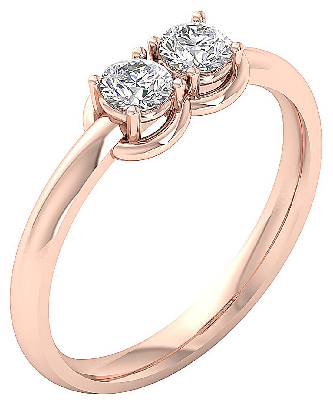 Forever Us Two Stone Solitaire Anniversary Ring Round Diamond I1 G 0.55 Ct Prong Set 6.00 MM