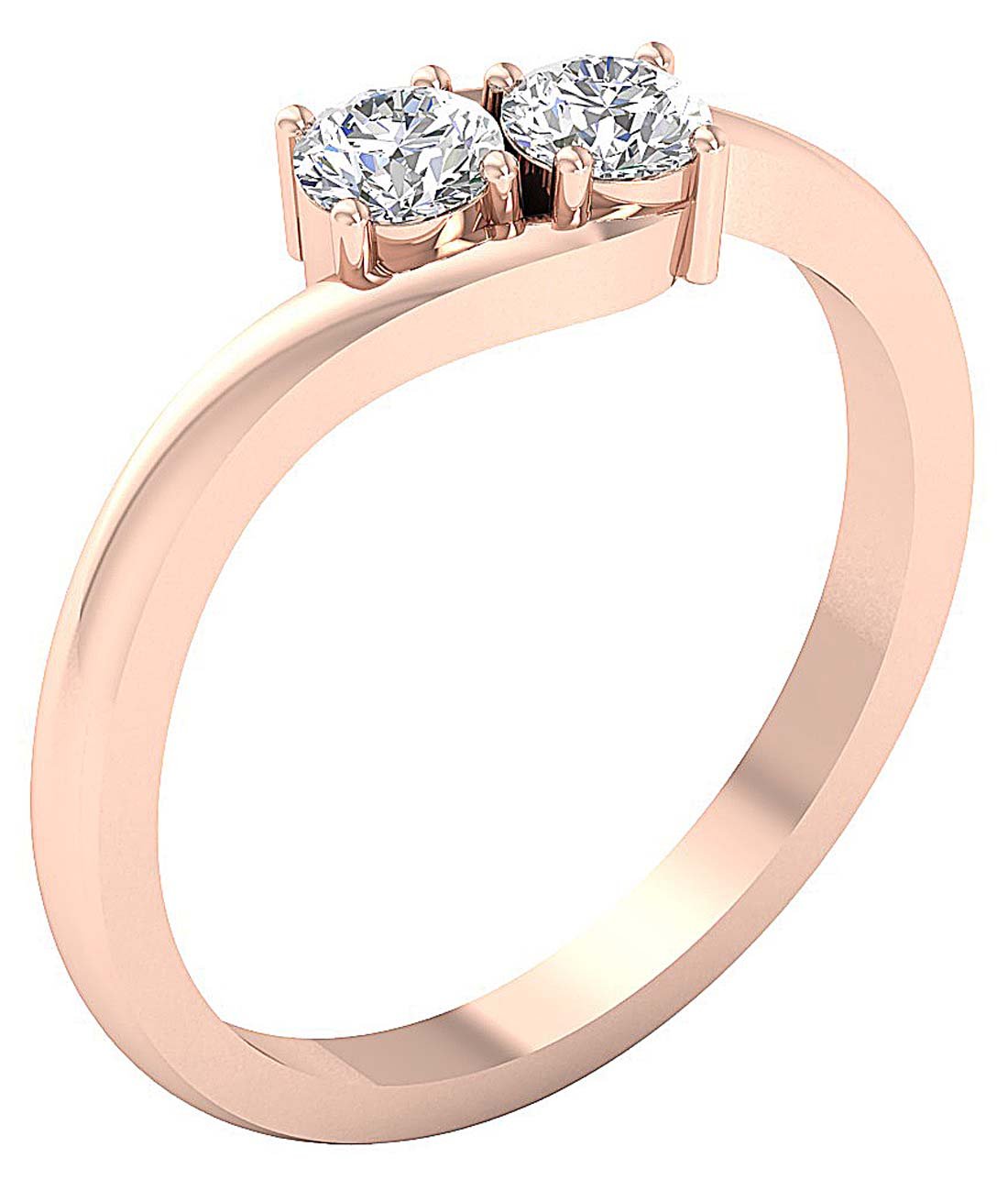 Natural Diamond Forever Us Two Stone Solitaire Engagement Ring I1 G 0.55 Ct Prong Set 14k White Gold