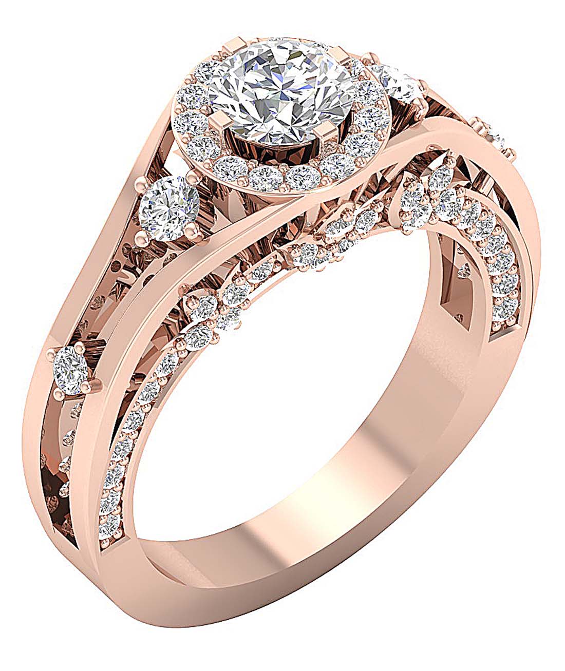 Fashion Genuine Natural Diamond Ring SI1 G 2.00 Ct Prong Set Solid Gold 9.10MM