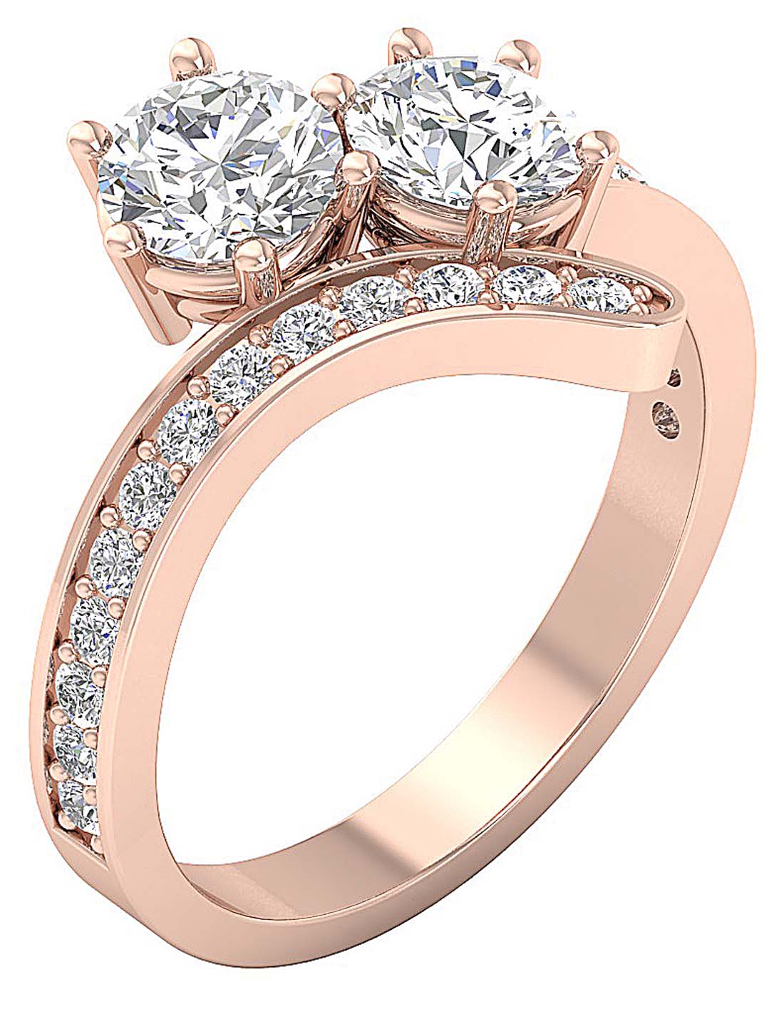 I1 G 2.10 Ct Forever Us Two Stone Solitaire Wedding Ring Genuine Diamond 14k Yellow Gold