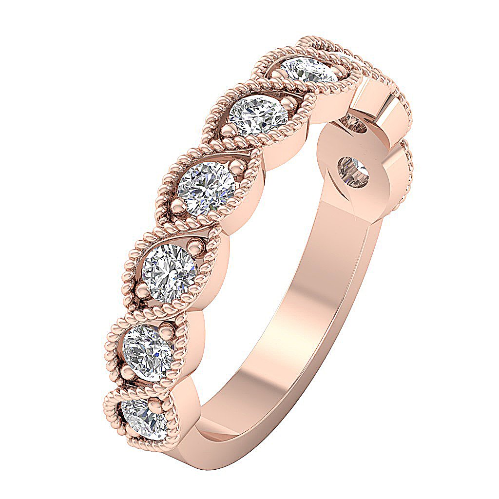 14k Rose Gold Designer Fashion Anniversary Ring Round Diamond SI1 G 1.00 Ct Prong Set 4.30 MM