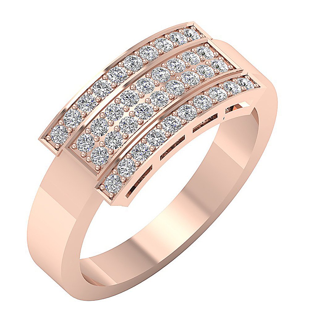 4 Row Wedding Ring I1 G 0.60 Ct Prong Set 14K White Yellow Rose Gold 8.10MM