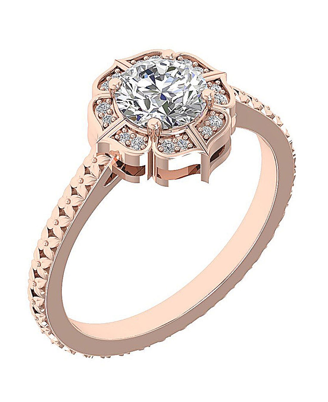 I1 G 1.15 Ct Halo Solitaire Anniversary Ring Round Diamond Prong Set 14k White Gold 11.00 MM