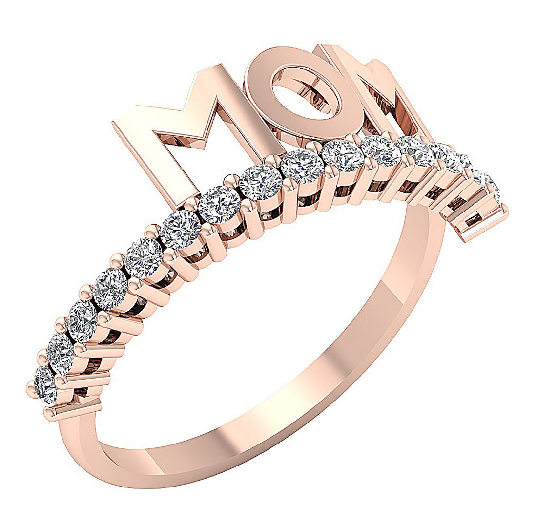 Mother Day Design Ring I1 G 0.505 Ct Diamond Prong Set 14K Gold 9.50MM