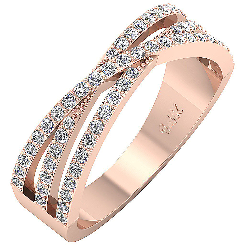 Anniversary Ring Natural Diamond SI1 G 0.55 Ct 14K Solid Gold Pave Set