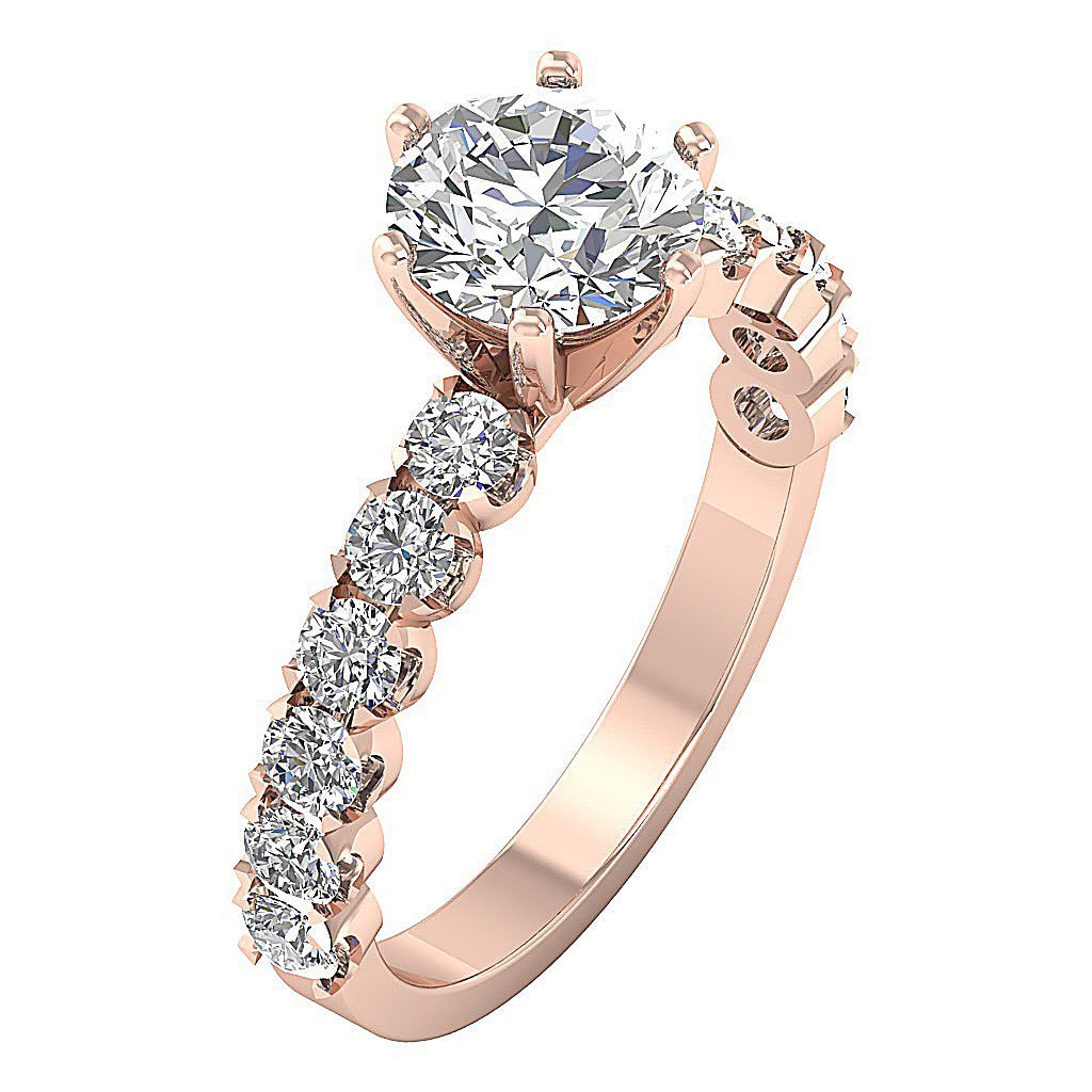 Accent Solitaire Wedding Natural Diamond Ring I1 G 2.50 Ct 14k White Yellow Rose Gold