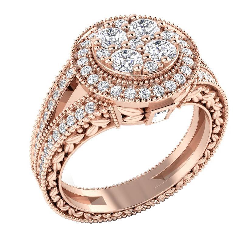 Prong Bezel Set Halo Solitaire Anniversary Ring SI1 G 1.10 Ct Round Diamond 14k Solid Gold