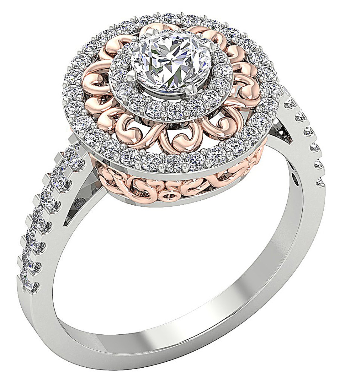 14k Rose Gold Vintage Solitaire Wedding Ring Genuine Diamond SI1 G 1.25 Carat Prong Set