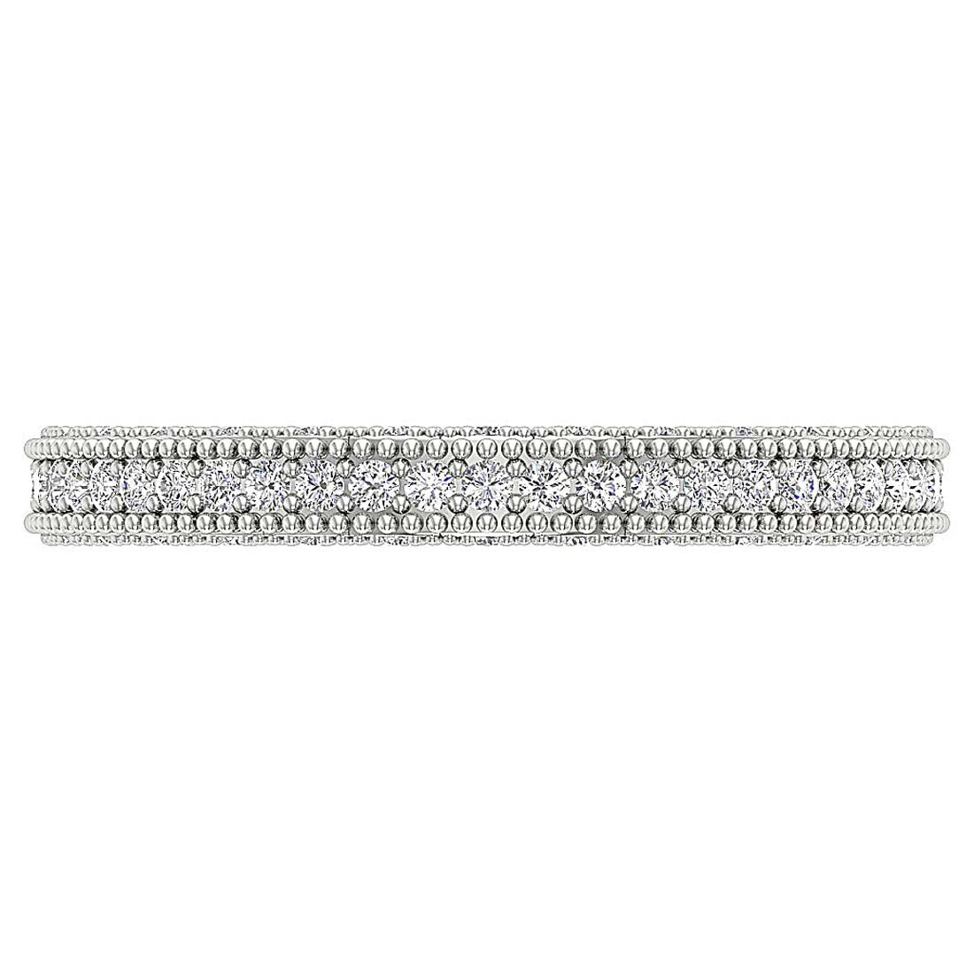 Anniversary Milgrain Round Cut Natural Diamond Ring SI1 G 0.70 Ct 2.70MM