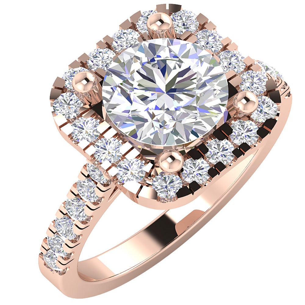 12.00MM Solitaire Cushion Halo Engagement Wedding Ring I1 G 2.25 Ct Natural Diamond 14K Solid White Gold