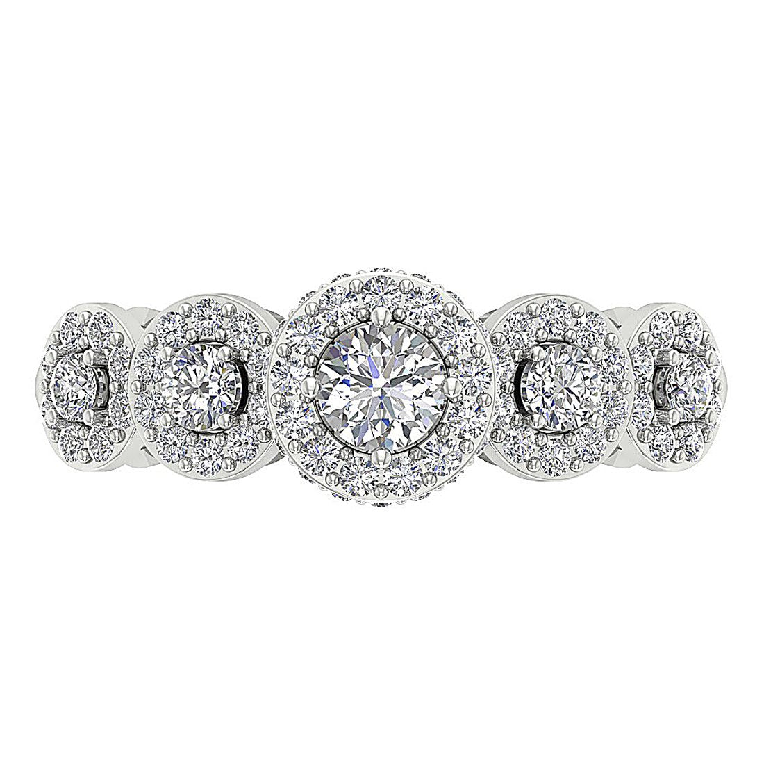 Designer Halo Solitaire Round Cut Diamond Fashion Ring SI1 G 1.10 Ct Prong Set 7.30 MM