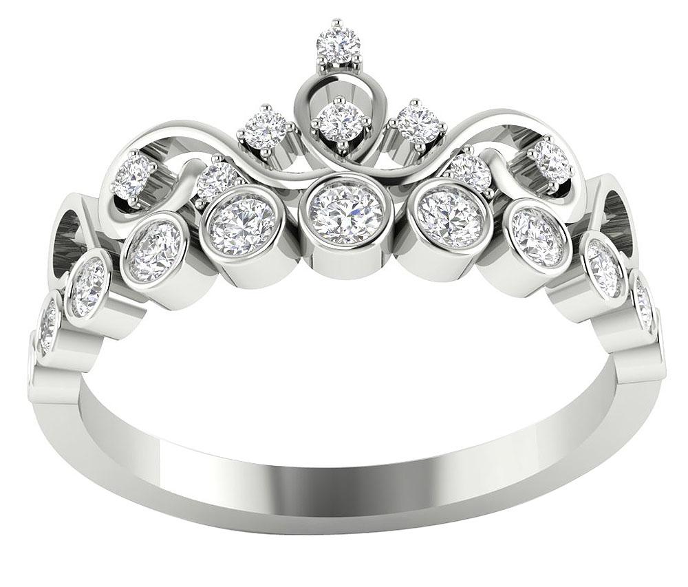 14k White Gold Anniversary Ring I1 G 0.50 Ct Round Diamond Prong Bezel Set 8.75 MM
