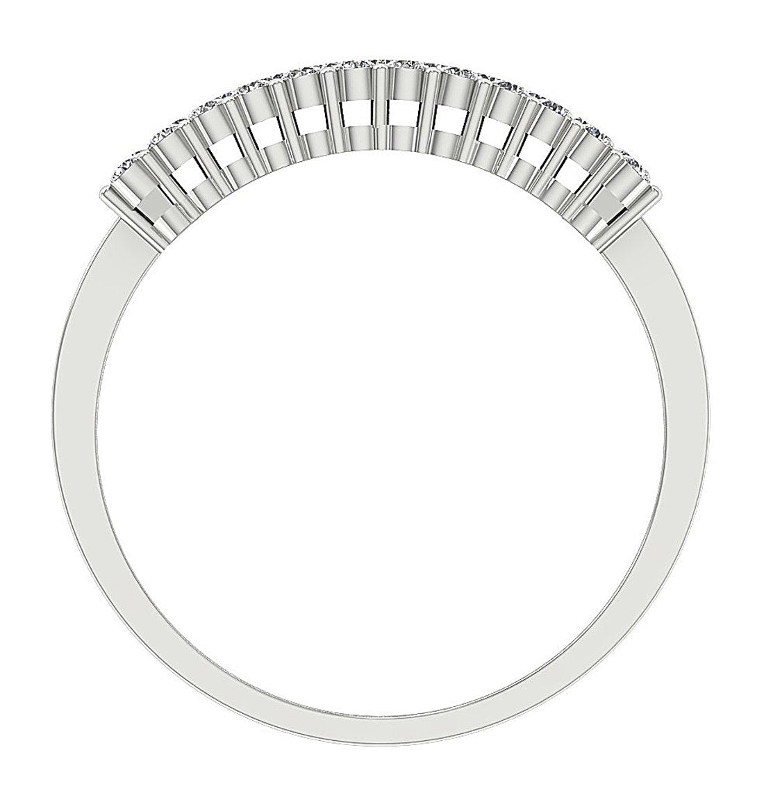 3 Row Wedding Ring I1 G 0.60 Ct Round Diamond Prong Set 14K White Yellow Rose Gold 4.35MM