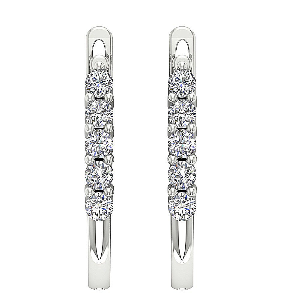 Round Diamond 14k White Gold Earring Set