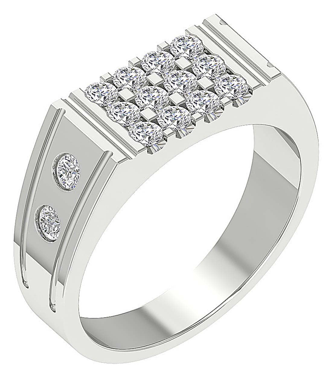 SI1/I1 G 0.90 Ct Genuine Diamond 14k Solid Gold Designer Mens Wedding Ring