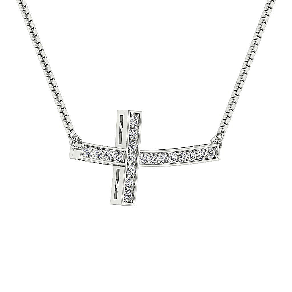 14k/18k White Yellow Rose Gold Cross Anniversary Pendants Round Diamond VVS1/VS1/SI1/I1 0.35 Ct Prong Set