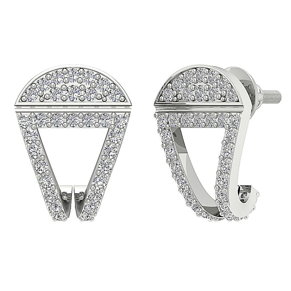 18k/14k White Yellow Rose Gold Fashion Anniversary Earrings Round Diamond SI1/I1 G 0.70 Ct Prong Set