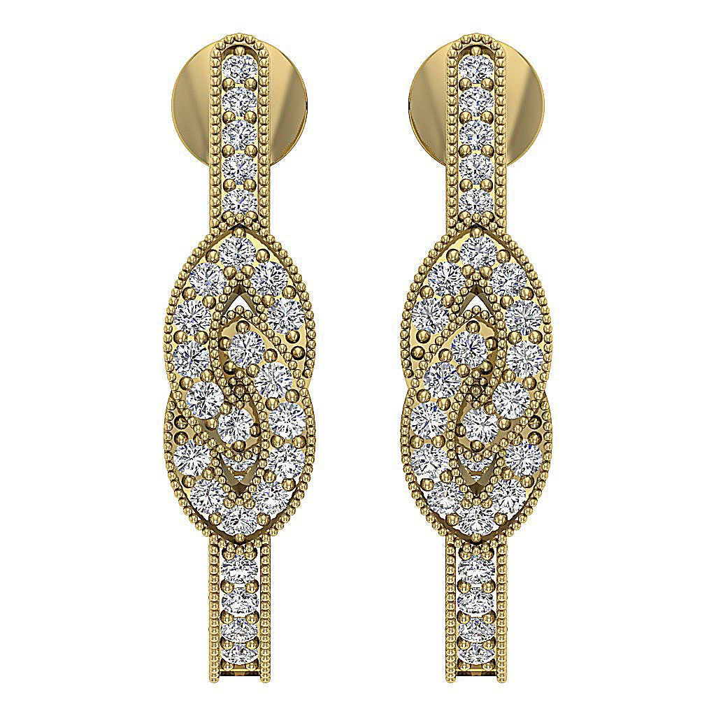 Prong Set Fashion Engagement Earrings Natural Diamond SI1/I1 G 0.90 Ct 18k/14k White Yellow Rose Gold