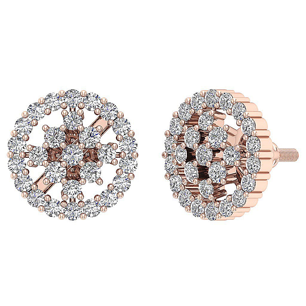 Natural Diamond Fashion Engagement Earrings SI1/I1 G 1.10 Ct 18k/14k White Gold Prong Set