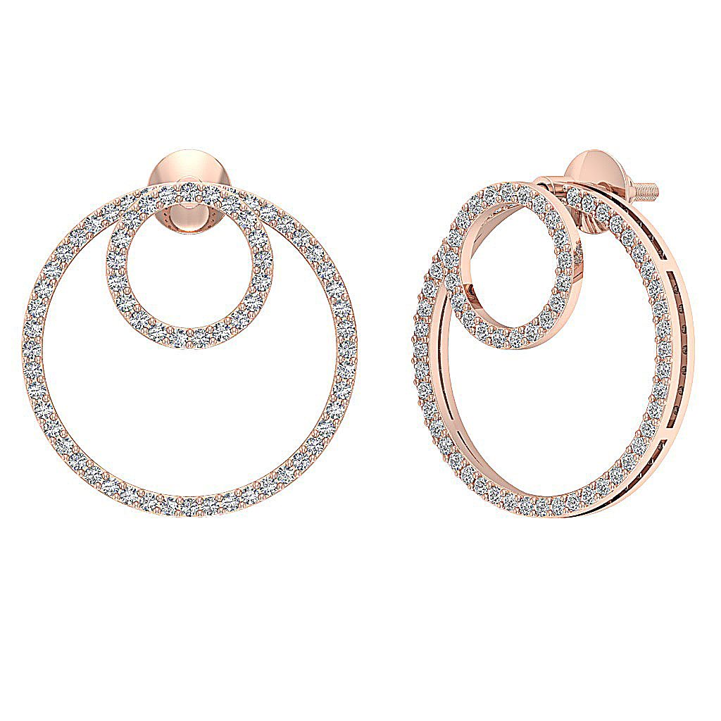Genuine Diamond Fashion Wedding Earrings SI1/I1 G 0.90 Ct 18k/14k White Gold Prong Set