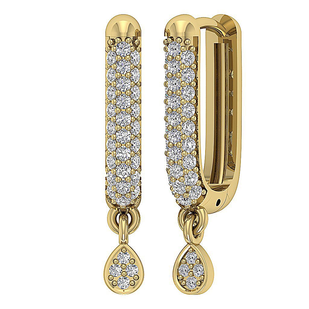 Natural Diamond Medium Hoop Engagement Earrings VVS1/VS1/SI1/I1 0.70 Ct 18k/14k White Gold Pave Set