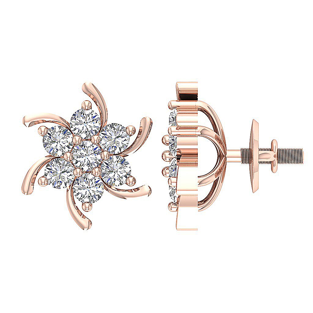 Solitaire Studs Engagement Earring Natural Diamond SI1/I1 G 0.60 Ct 18k/14k Solid Gold Prong Set