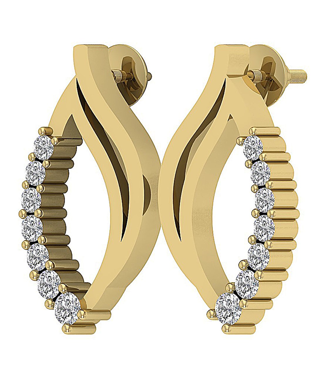 18k/14k Rose Gold Fashion Wedding Earrings Genuine Diamond SI1/I1 G 0.30 Ct Prong Set