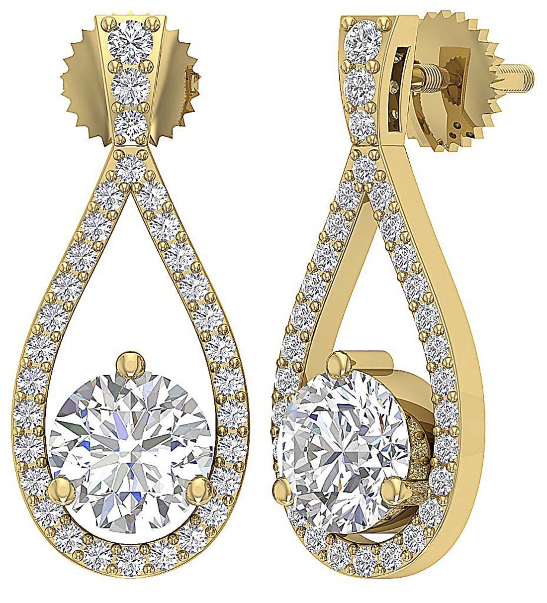 Dangle Engagement Earring Natural Diamond SI1/I1 G 1.65 Ct 18k/14k Solid Gold Prong Set