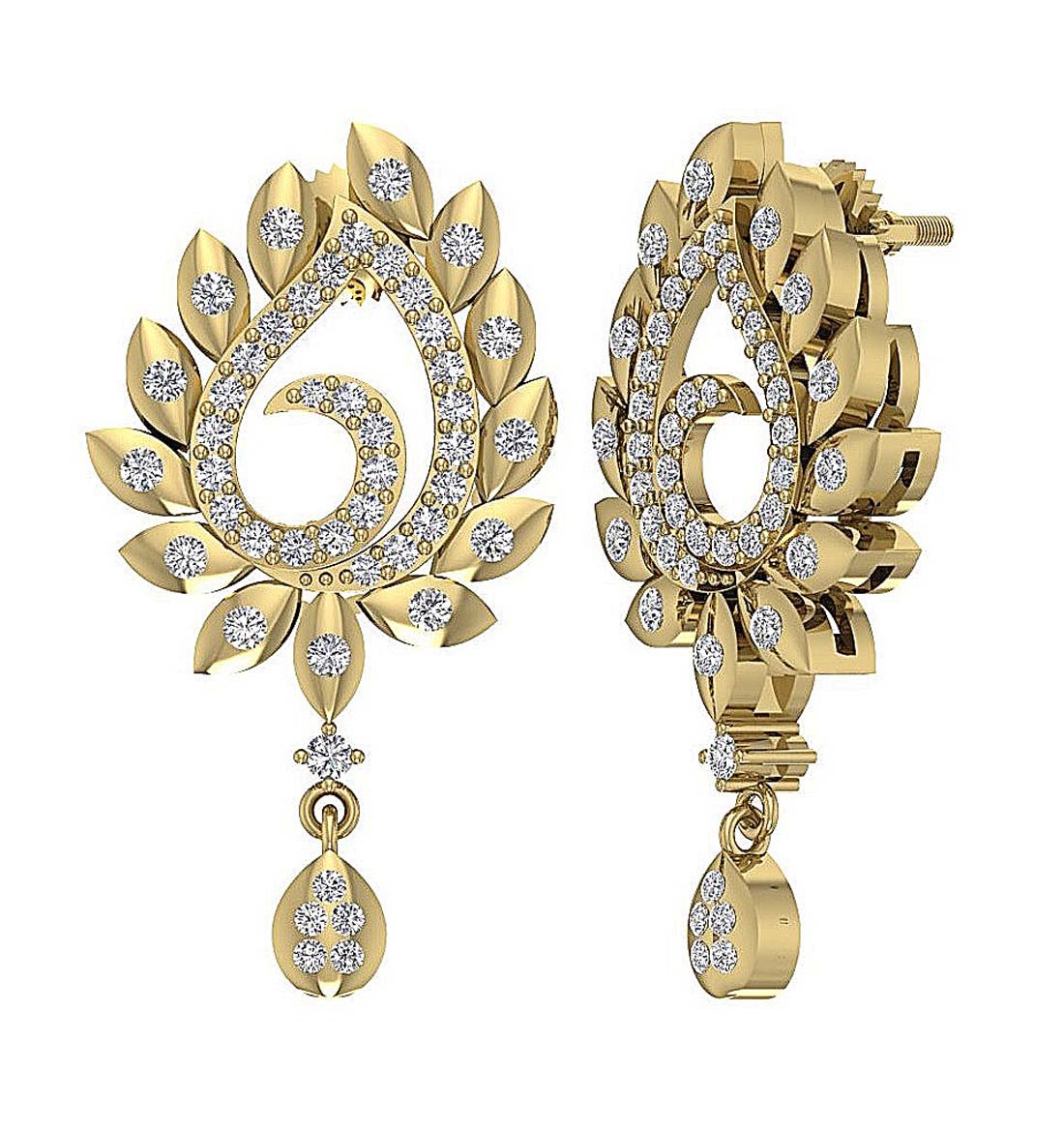 Prong Bezel Set Fashion Wedding Earrings Genuine Diamond SI1/I1 G 0.85 Ct 18k/14k White Yellow Rose Gold