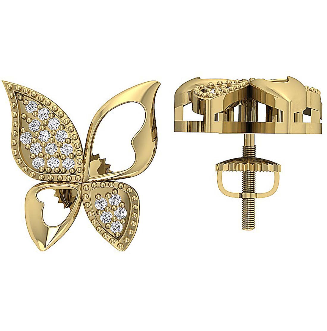 SI1/I1 G 0.20 Ct Fashion Wedding Earrings Genuine Diamond 18k/14k Yellow Gold Prong Set