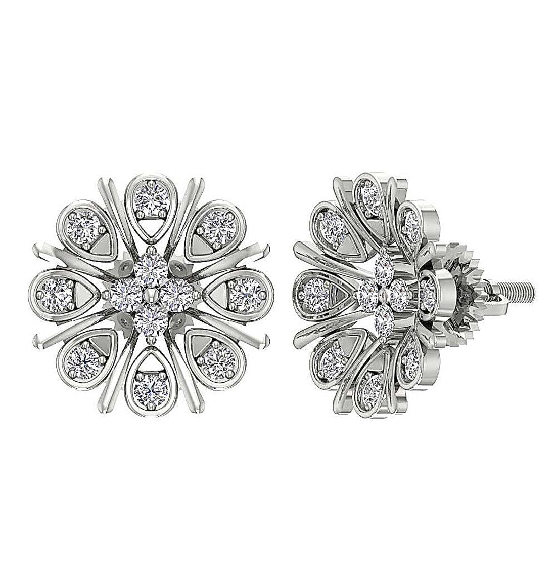 Genuine Diamond Solitaire Studs Wedding Earring SI1/I1 G 0.60 Ct 18k/14k White Gold Prong Set