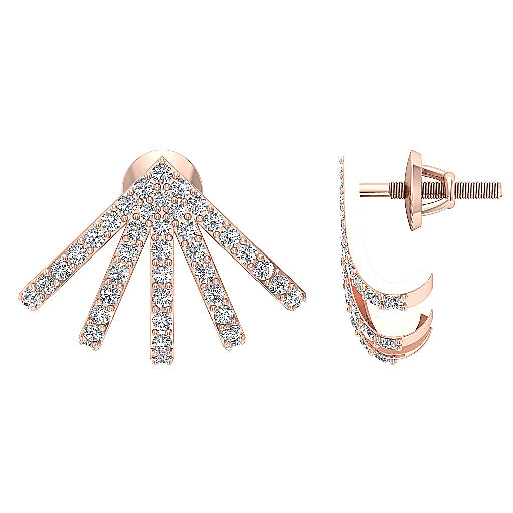 Fashion Engagement Earrings Natural Diamond SI1/I1 G 0.90 Ct 18k/14k Solid Gold Prong Set