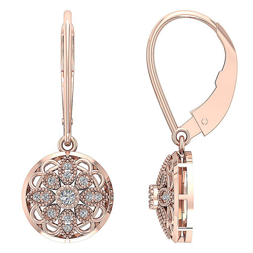 SI1/I1 G 0.25 Ct Chandelier Engagement Earring Natural Diamond 18k/14k Yellow Gold Pave Set