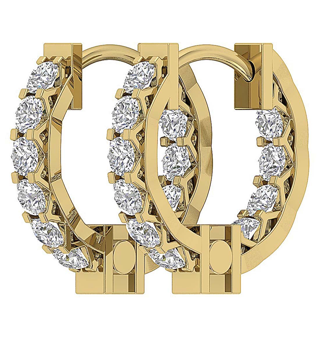 VVS1/VS1/SI1/I1 0.75 Ct Medium Hoops Wedding Earrings Genuine Diamond 18k/14k Yellow Gold Prong Set