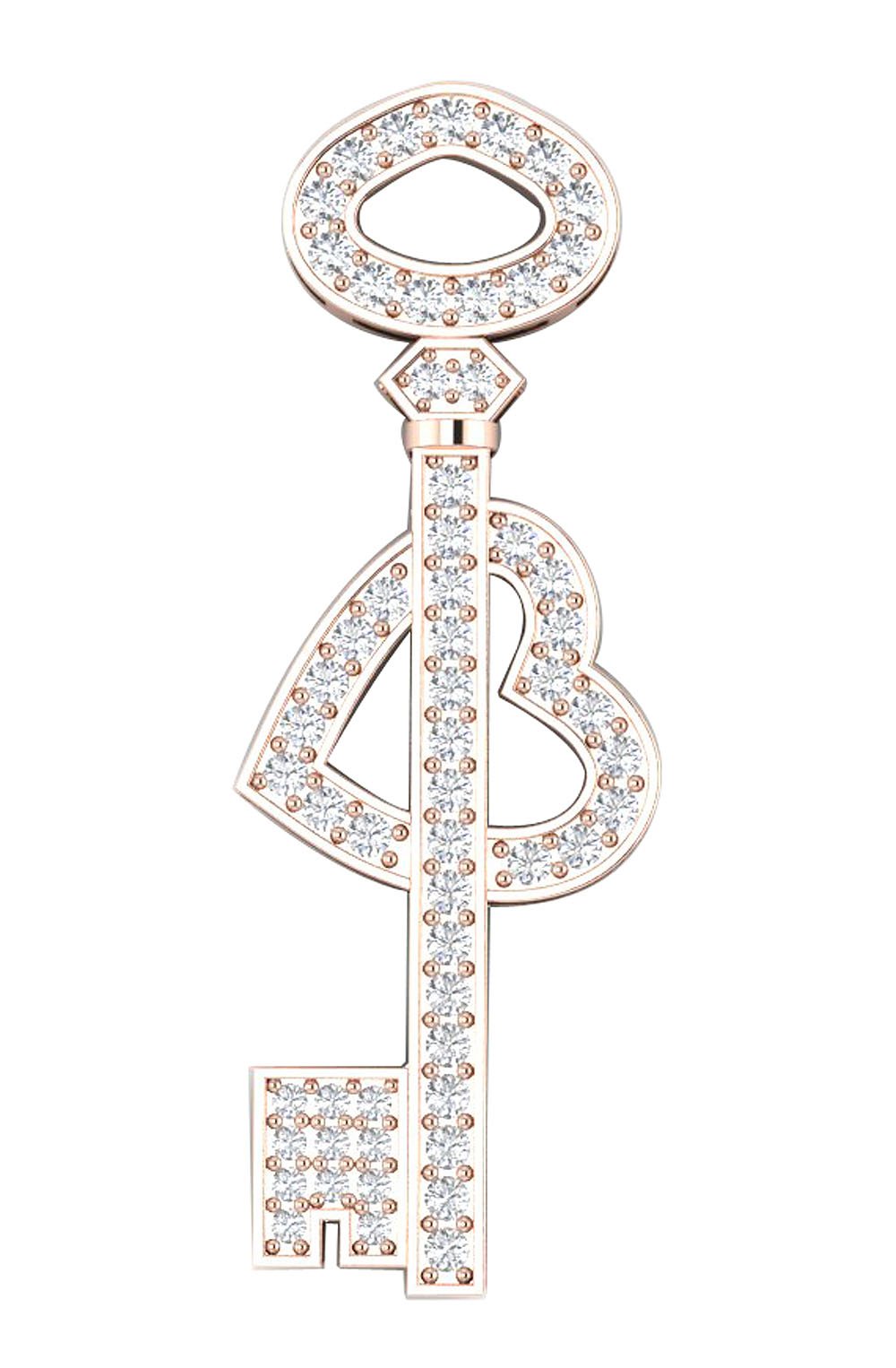 SI1/I1 G 0.85 Carat Genuine Diamond 14k/18k Solid Gold Heart Key Shape Pendant