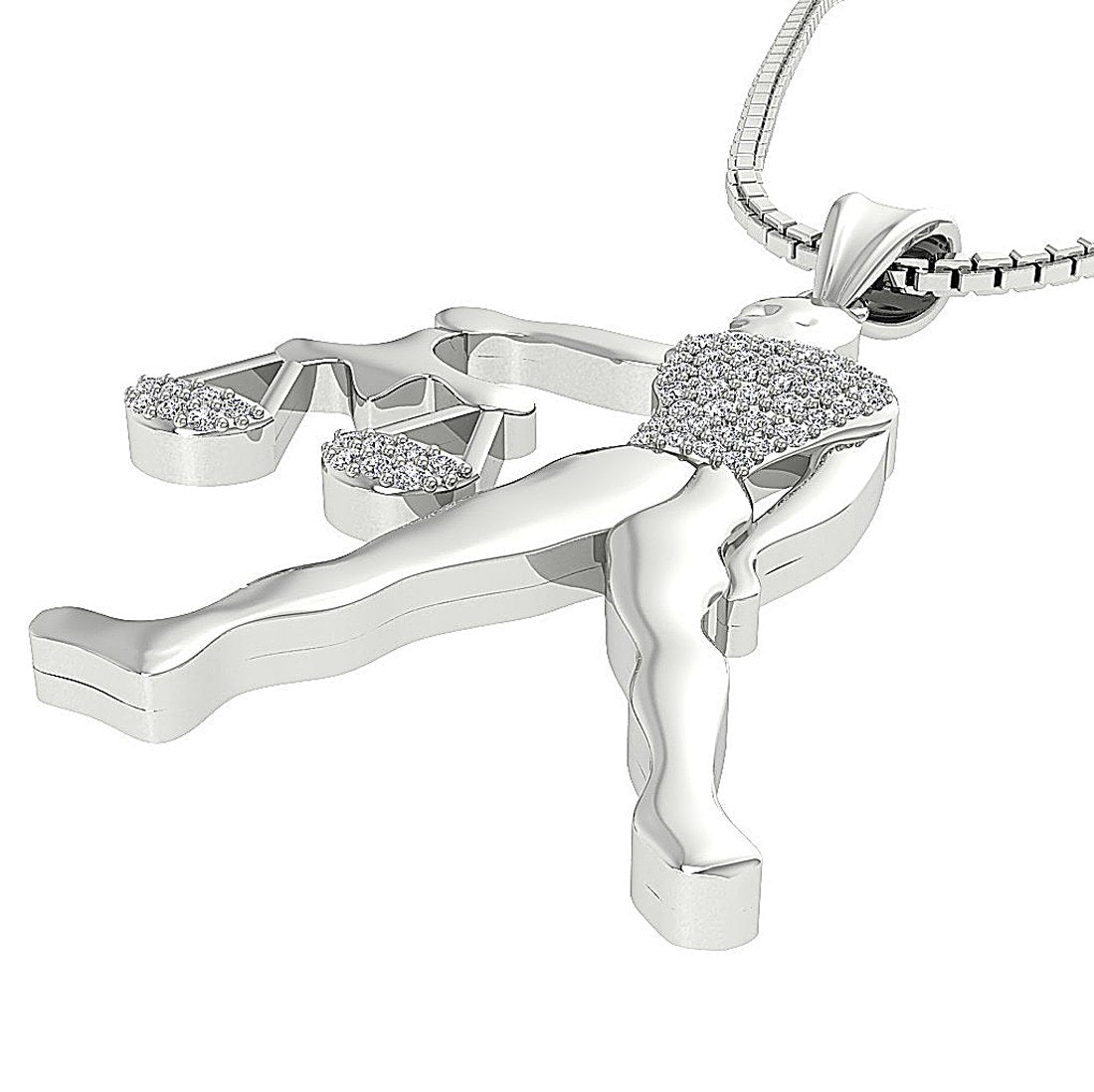 I1/SI1 0.25 Carat G Libra Zodiac Sign Pendant Necklace 14K/18K Gold Round Diamond
