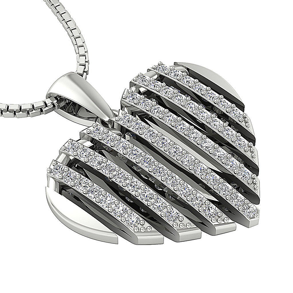 VVS1/VS1/SI1/I1 0.60 Ct Heart Shape Pendants Round Diamond 14k/18k Gold