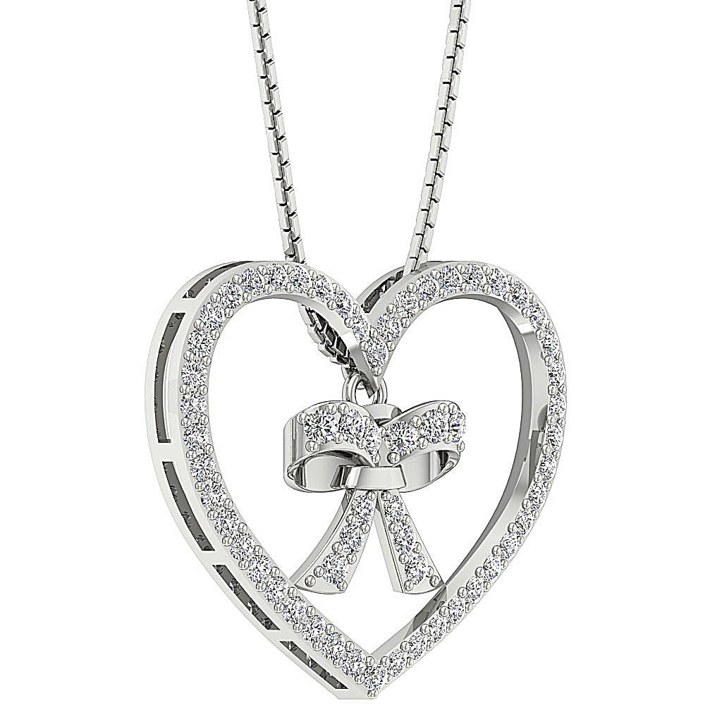 Heart Shape Pendants 14k/18k Solid Gold Genuine Diamonds SI1/I1 G 1.10 Ct