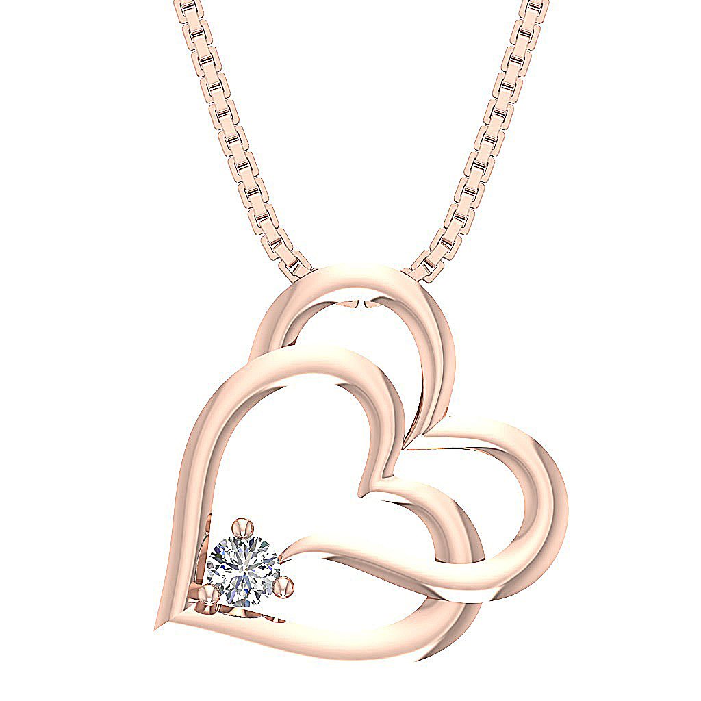 14k/18k Solid Gold Designer Heart Pendant SI1/I1 G 0.10 Carat Natural Diamond