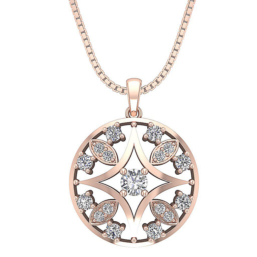 Vintage Fashion Pendant SI1/I1 G 1.00 Carat Round Diamond 14k/18k Solid Gold