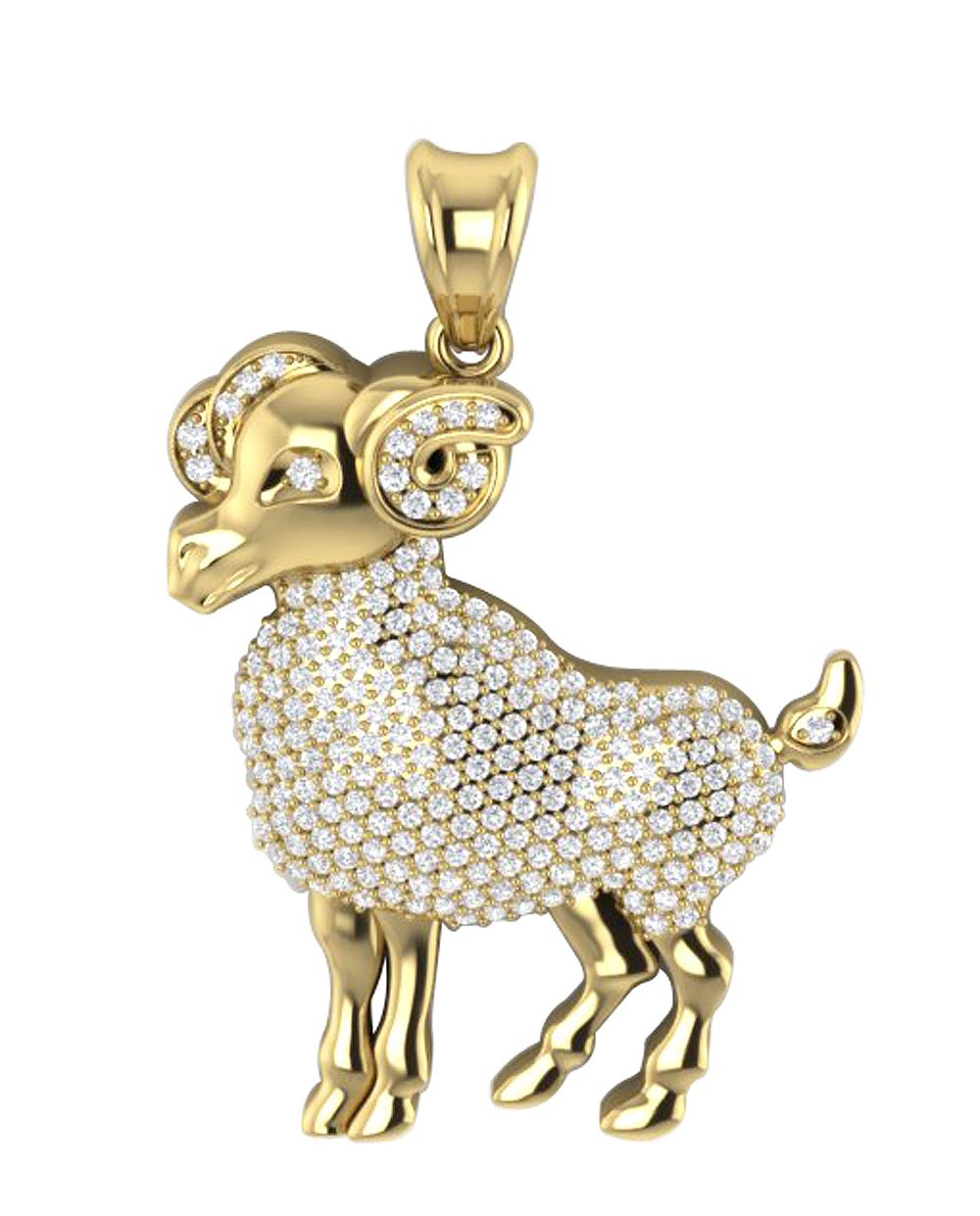 I1/SI1 G 0.85 Carat Round Diamond Aries Zodiac Sign Pendant Necklace 14K/18K Gold
