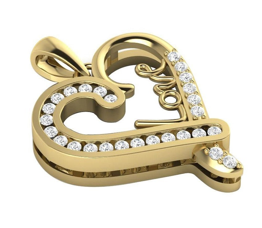 14k/18k Gold Heart Shape Pendant VVS1/VS1/SI1/I1 0.55 Carat Round Diamond