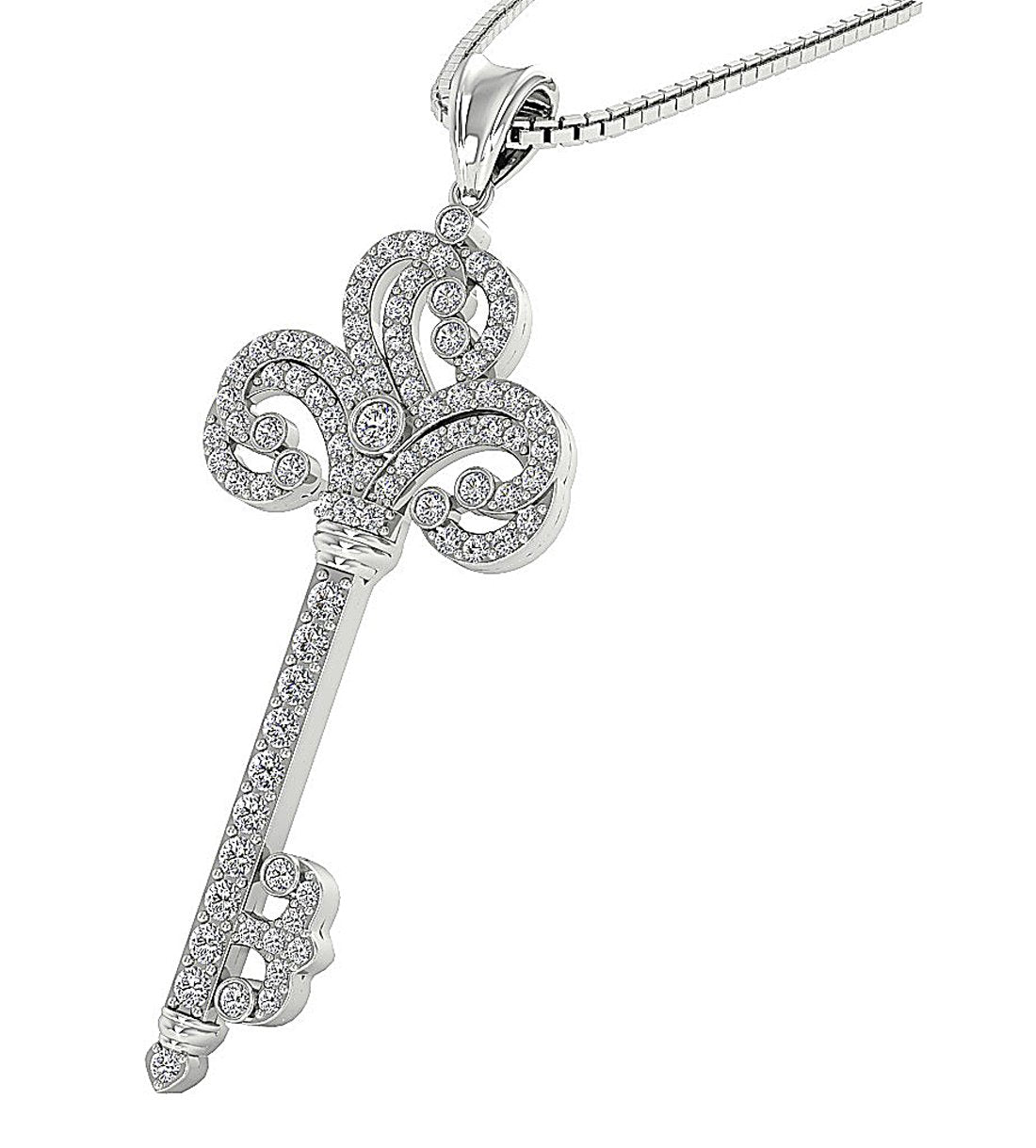 SI1/I1 G 0.80 Carat Natural Diamond 14k/18k Solid Gold Unique Key Shape Pendant
