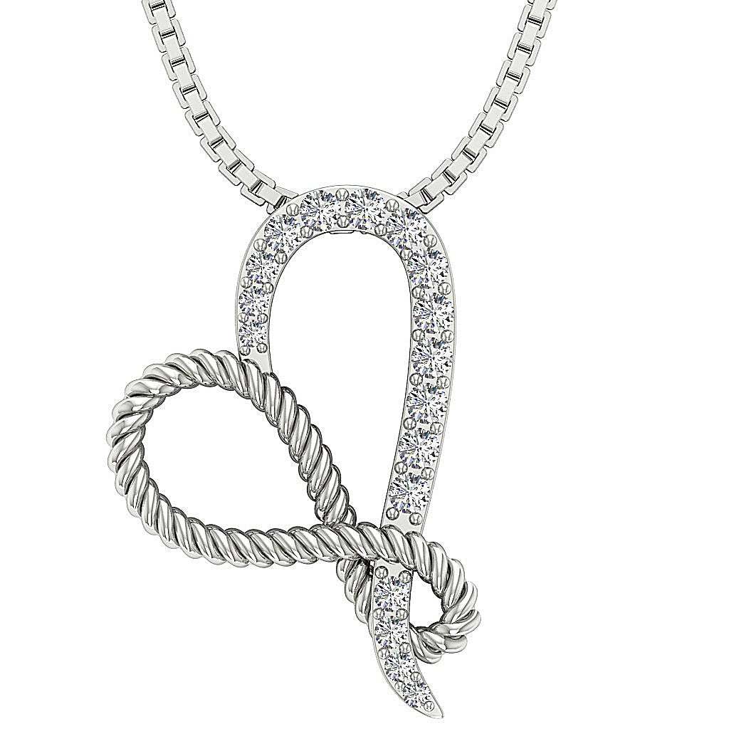 14k/18k Gold Heart Shape Pendants VVS1/VS1/SI1/I1 0.25 Carat Round Diamond