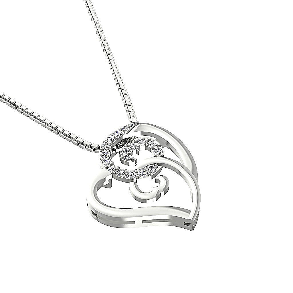 14k/18k Solid Gold Round Diamond SI1/I1 G 0.15 Carat Designer Heart Pendant