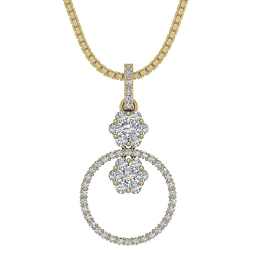 SI1/I1 G 1.30 Carat Designer Fashion Pendants Round Diamond 14k/18k Solid Gold