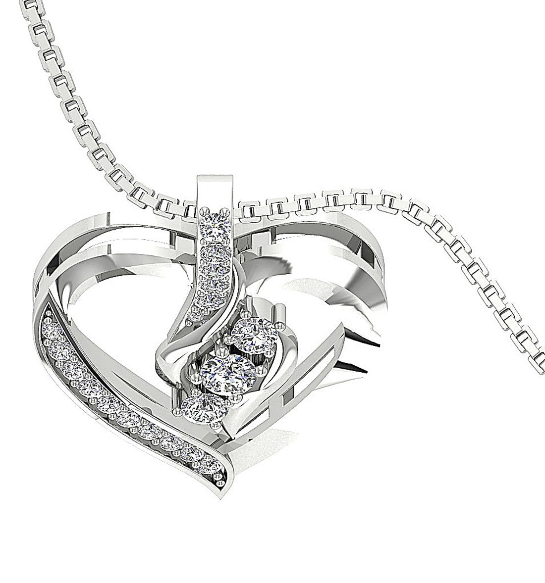 VVS1/VS1/SI1/I1 0.35 Ct Natural Diamond 14k/18k Gold Heart Shape Pendant
