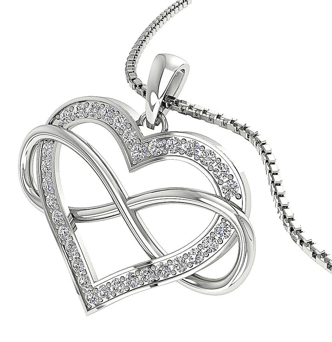 Round Diamond VVS1/VS1/SI1/I1 0.55 Ct Heart Infinity Shape Pendant 14k/18k Gold