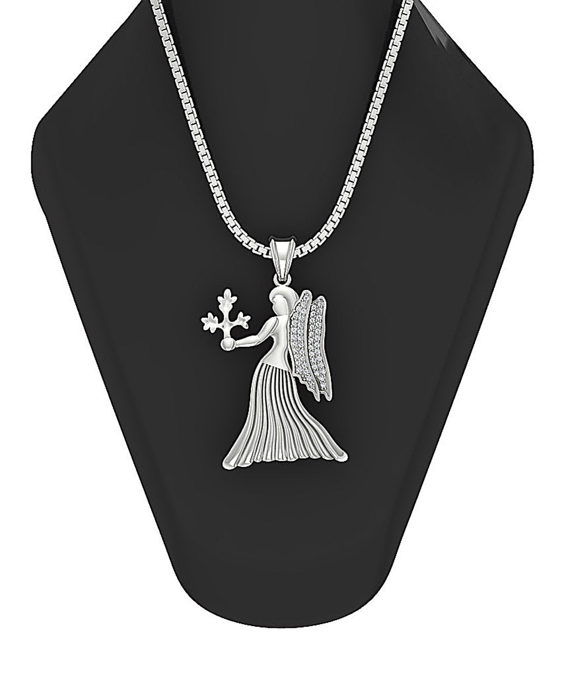 Natural Diamond Virgo Zodiac Sign Engagement Pendant I1/SI1 G 0.25 Ct 14K/18K White Gold Prong Set