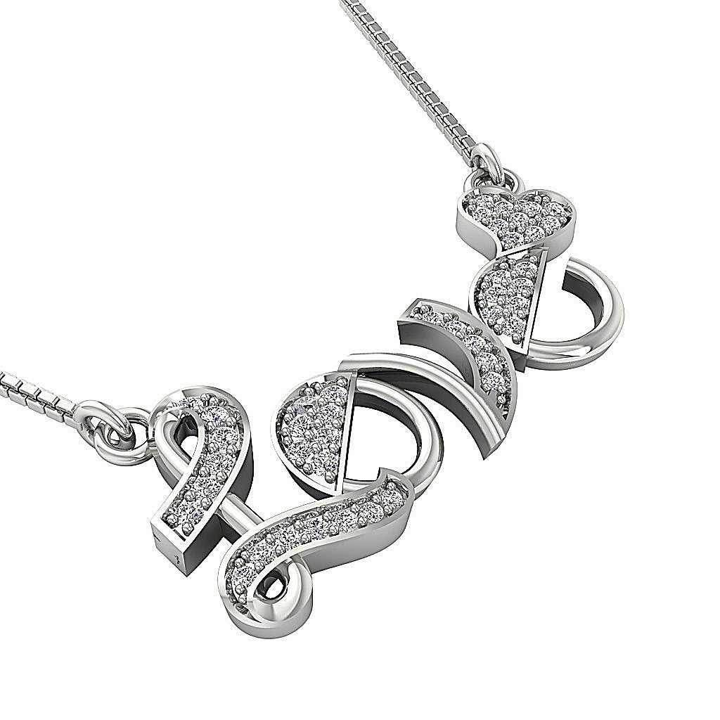 SI1/I1 G 0.35 Ct Designer Love Pendants 14k/18k Solid Gold Round Diamonds